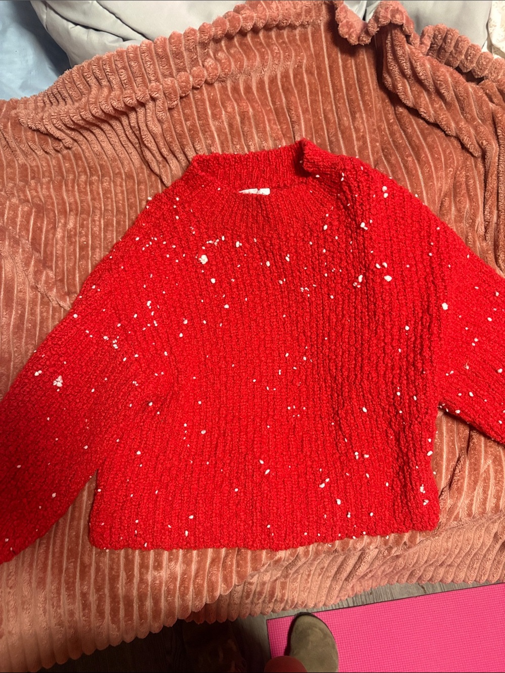 Cozy Red Speckled Crewneck Sweater
